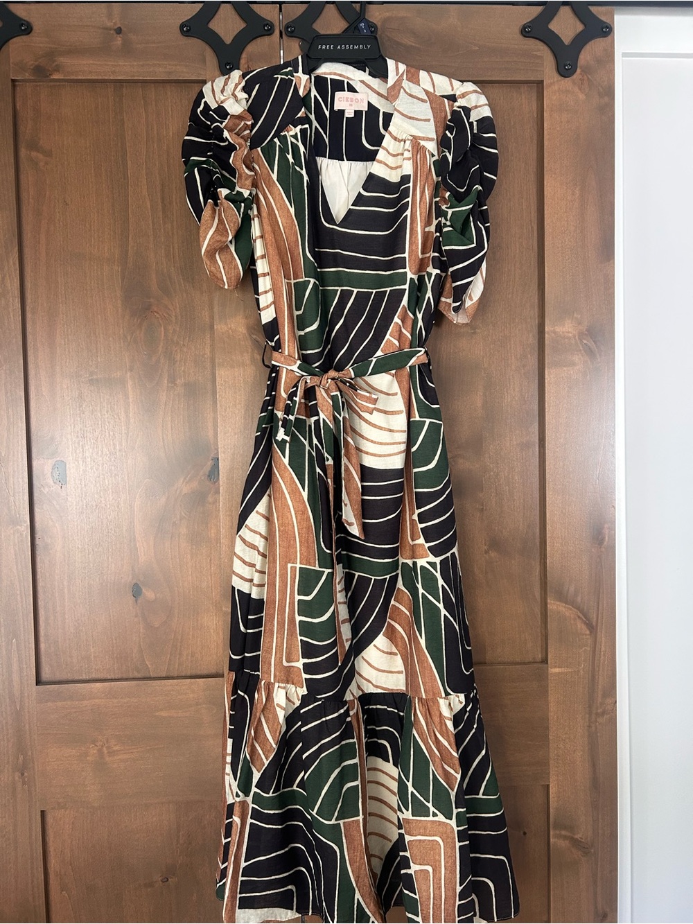 CIEBON Merl Tie Waist Midi Dress in Green from Nordstrom - Size XSmall